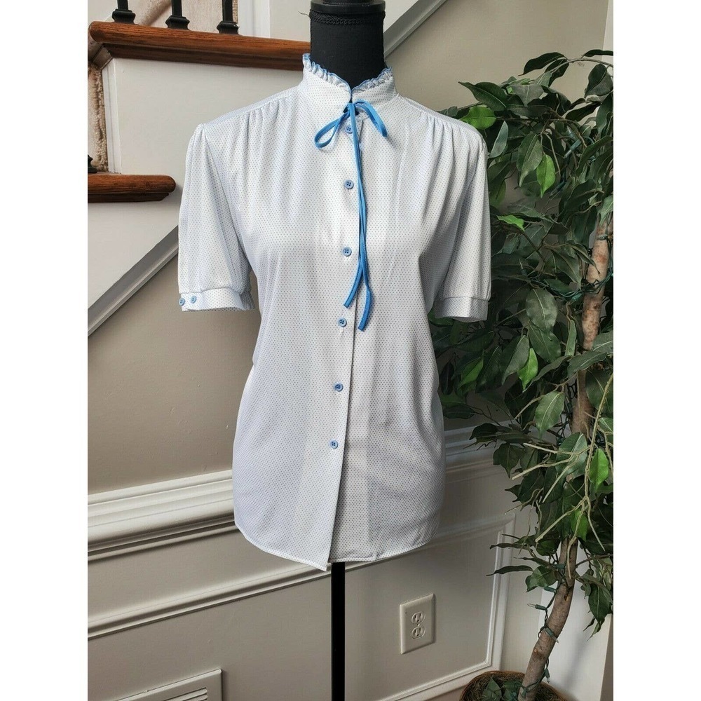 Nikki White 100% Polyester Half Sleeve Vintage Top - Picture 9 of 12